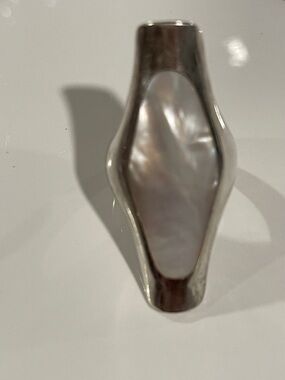 Silver Ring with Iridescent Mother-of-Pearl Inlay sz 9 Jewelry
